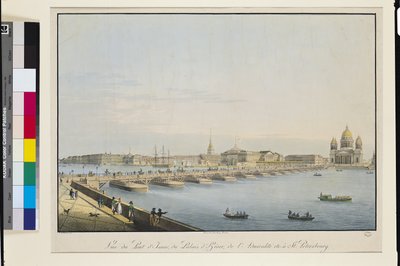 Vista del Puente de San Isaac, el Almirantazgo y el Palacio de Invierno, San Petersburgo de Christian Gottlob Hammer