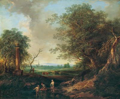 paisaje con una columna de Christian Hilfgott Brand