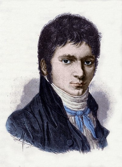 Ludwig van Beethoven (1770-1827), músico alemán, en 1802. Grabado por Morel de una miniatura de Horneman de Christian Hornemann