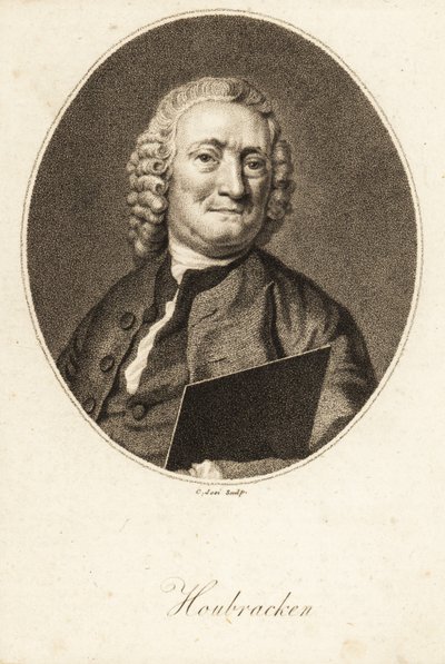 Retrato ovalado de Arnold Houbracken, pintor y biógrafo holandés de pintores de la Edad de Oro holandesa de Christian Josi