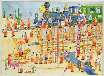 Ataque indio a un tren de Christian Kaempf