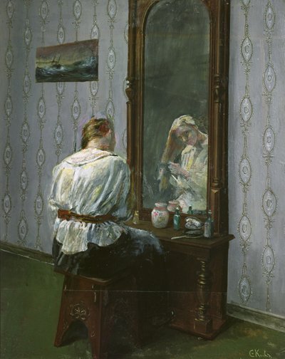 Frente al espejo (óleo sobre lienzo) de Christian Krohg
