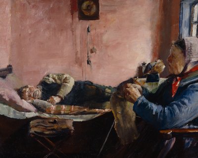 Interior de una casa de pescadores en Skagen de Christian Krohg