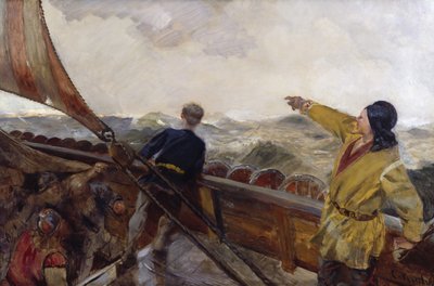 Leif Erikson descubre América de Christian Krohg