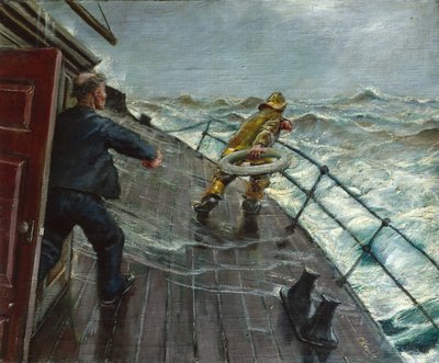 Hombre al agua (óleo sobre lienzo) de Christian Krohg