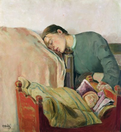 Madre e hijo (óleo sobre lienzo) de Christian Krohg
