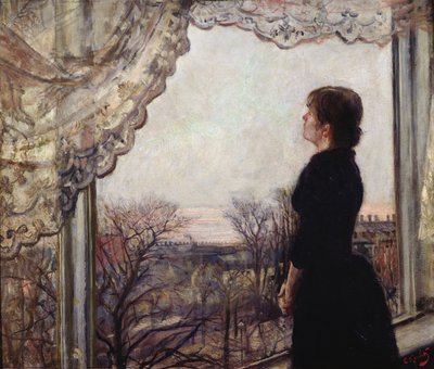 Oda Krohg junto a la ventana de Christian Krohg