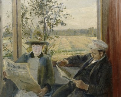 Oda Krohg leyendo Verdens Gang (óleo sobre lienzo) de Christian Krohg