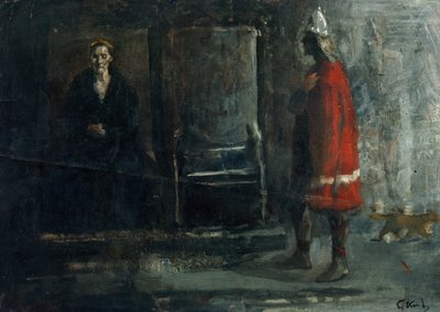 La reina Gunnhild recibe un mensaje sobre la muerte de Erik Erikssønene de Christian Krohg