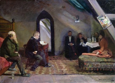 leyendo en el estudio de Christian Krohg