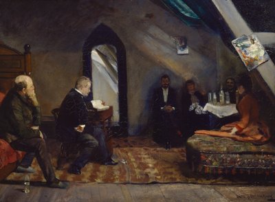 leyendo en el estudio de Christian Krohg