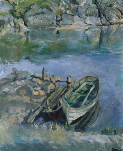 Bote de remos con muelle de Christian Krohg