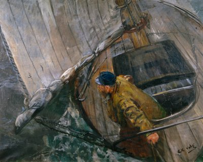 Navegando con velas de arrecife de Christian Krohg