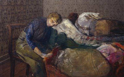Pescador durmiendo, Skagen (óleo sobre lienzo) de Christian Krohg
