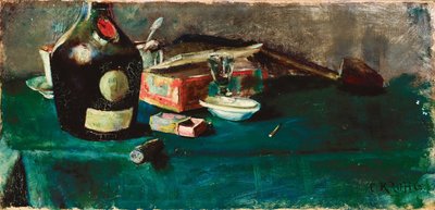 Naturaleza muerta con una botella D.O.M. de Christian Krohg