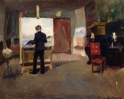 El pintor Nils Hansteen en el estudio de Christian Krohg