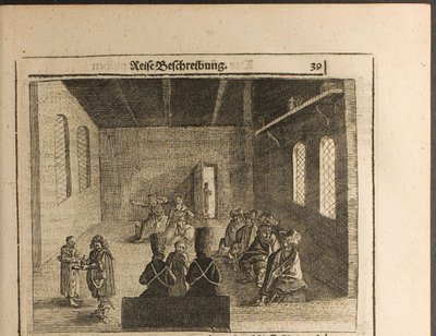 Prikaz de embajadores en Moscovia, ilustración de Viajes al Gran Duque de Moscovia de Christian Lorenzen Rothgiesser