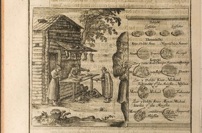 Dinero y comercio en Moscovia. Ilustración de Viajes al Gran Duque de Moscovia y el Rey de Christian Lorenzen Rothgiesser