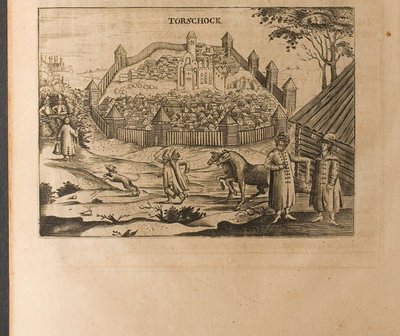 Ilustración de Torzhok del libro Viajes al Gran Duque de Moscovia y al Rey de Persia por Adam Ole de Christian Lorenzen Rothgiesser