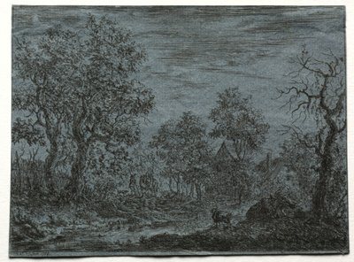 Un pequeño río en primer plano con una vaca y una cabra, 1744 de Christian Ludwig von Hagedorn