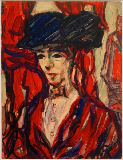 Retrato de una mujer con sombrero de Christian Rohlfs