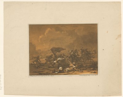 Batalla entre jinetes y soldados a pie Jinetes, caballos y batallas (título de la serie) de Christian Rugendas