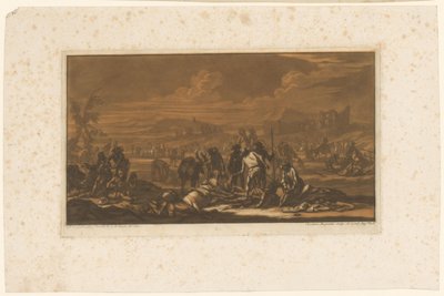 Herido en el campo de batalla Jinetes, caballos y batallas (título de la serie) de Christian Rugendas