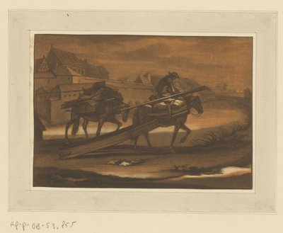 Jinete con dos caballos llenos Jinetes, caballos y batallas (título de la serie) de Christian Rugendas