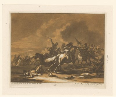 lucha ecuestre Jinetes, caballos y batallas (título de la serie) de Christian Rugendas