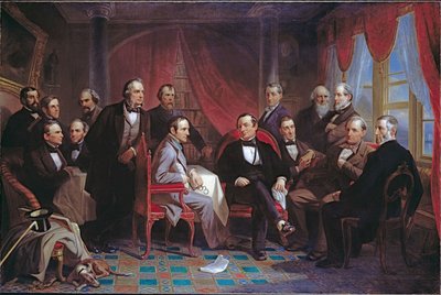 Washington Irving y sus amigos literarios en Sunnyside de Christian Schussele