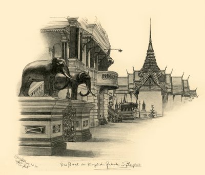 Entrada al palacio real en Bangkok, Siam, 1898 de Christian Wilhelm Allers