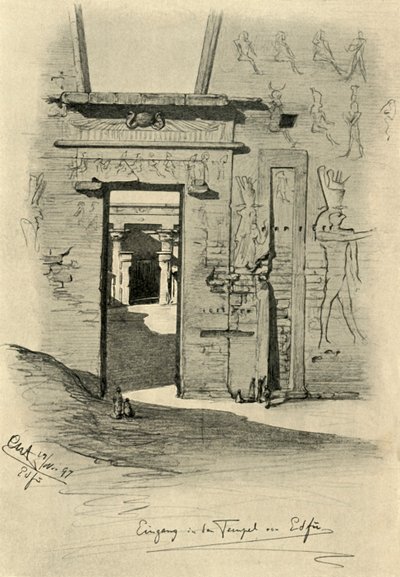 Entrada al templo en Edfu, Egipto, 1898 de Christian Wilhelm Allers