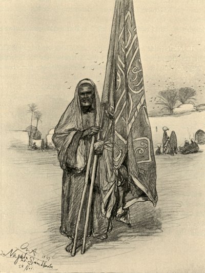 Hombre con bandera, Nagada, Egipto de Christian Wilhelm Allers