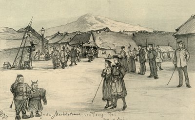 Plaza del mercado, Tsingtao, China, 1898 de Christian Wilhelm Allers