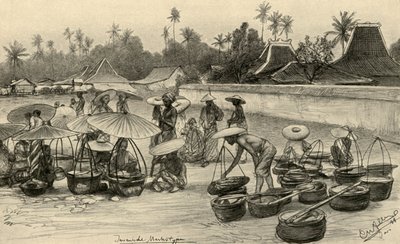 Escena de mercado, Java de Christian Wilhelm Allers