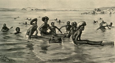Hombres en el río Nilo en la Primera Catarata, Egipto, 1898 de Christian Wilhelm Allers