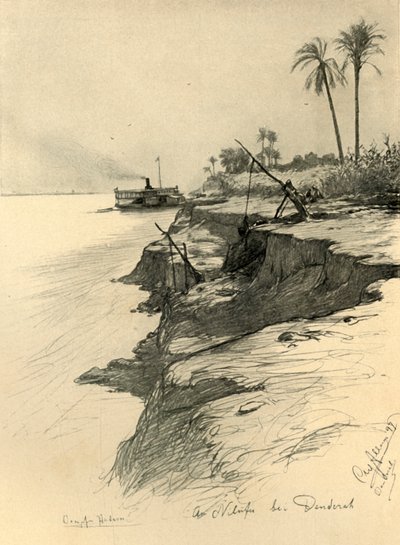 En las orillas del Nilo en Dendera, Egipto, 1898 de Christian Wilhelm Allers