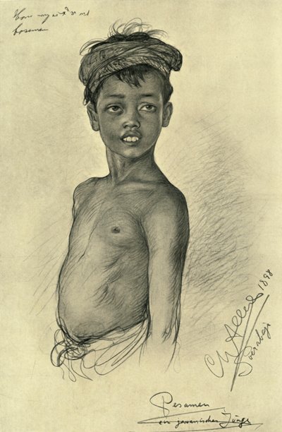 Pesamen - un niño javanés de Surubaya, Java, 1898 de Christian Wilhelm Allers