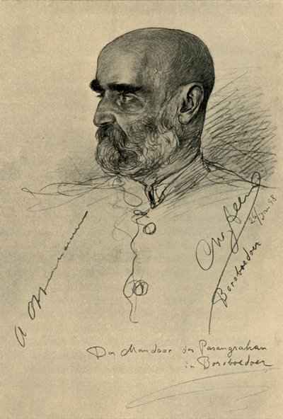 Retrato de un hombre, Templo de Borobudur, Magelang, Java, 1898 de Christian Wilhelm Allers