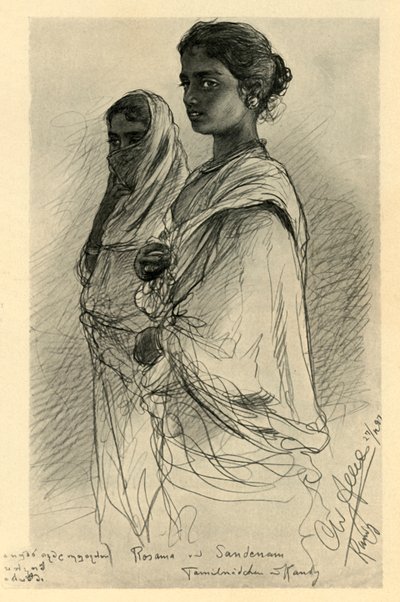 Rosama y Sandenam, niñas tamiles, Kandy, Ceilán de Christian Wilhelm Allers
