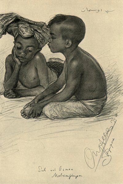 Sah y Osman, niños malayos, Singapur, 1898 de Christian Wilhelm Allers