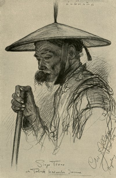 Singo Trono - hombre masticando tabaco, Magelang, Java, 1898 de Christian Wilhelm Allers