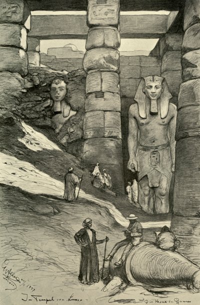 Estatuas en el Templo de Luxor, Egipto, 1898 de Christian Wilhelm Allers