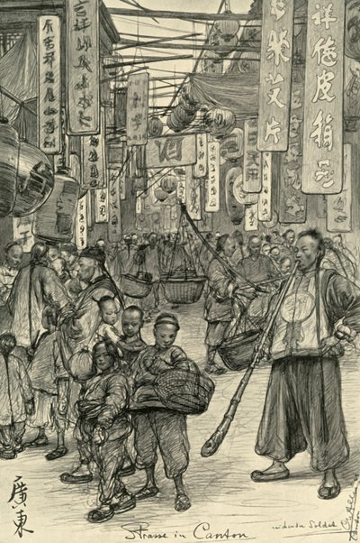 Escena de calle, Cantón, China de Christian Wilhelm Allers
