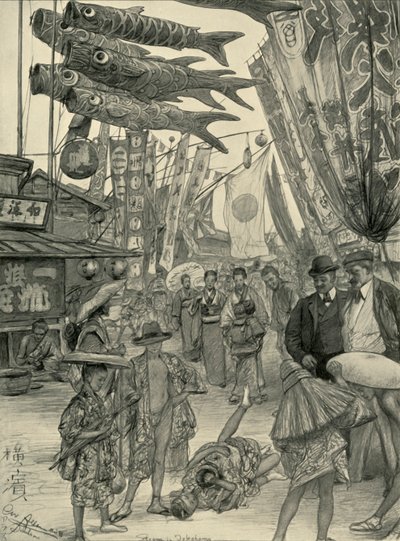 Escena callejera, Yokohama, Japón de Christian Wilhelm Allers