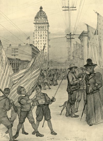 Escena callejera en San Francisco, EE.UU., 1898 de Christian Wilhelm Allers