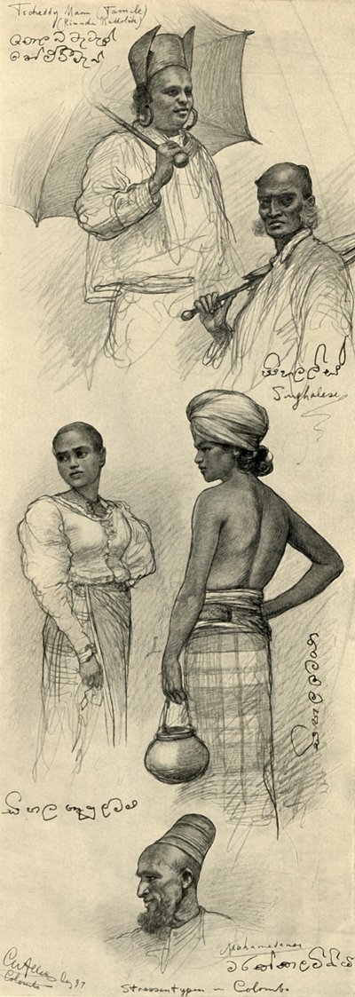 Estudios de personas, Colombo, Ceilán, 1898 de Christian Wilhelm Allers