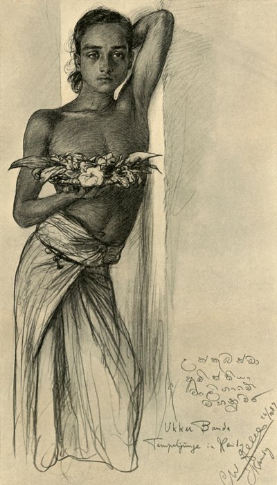 Ukku Banda, joven en un templo, Kandy, Ceilán, 1898 de Christian Wilhelm Allers