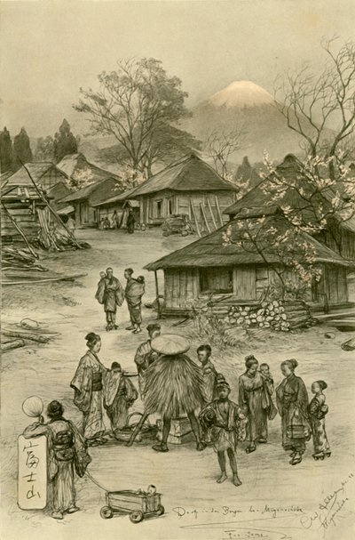 Pueblo cerca del monte Fuji, Miyanoshita, Japón, 1898 de Christian Wilhelm Allers