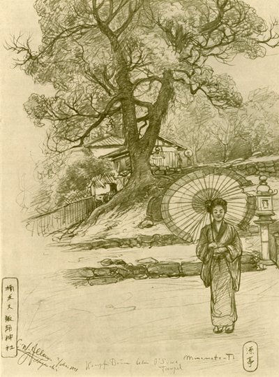 Mujer con parasol, Nagasaki, Japón, 1898 de Christian Wilhelm Allers